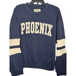 New York Popular Phoenix Crewneck Sweatshirt Long Sleeve Navy Cream Size Large